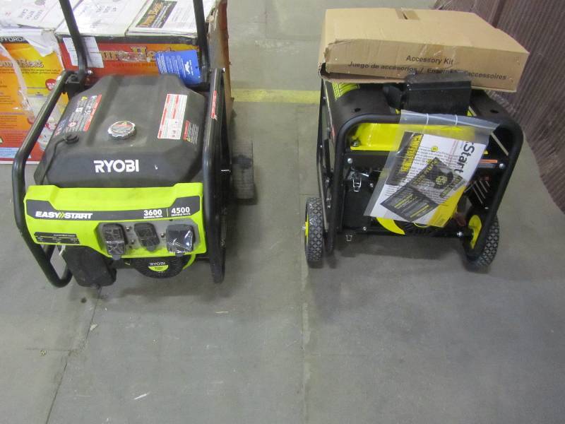 lot 83 image: Ryobi 3,600-Watt 212cc Gasoline Powered Portable GeneratorChampion Power Equipment 3550-Watt Gasoline Powered Recoil Start Portable Generator with Champion 224cc Engine