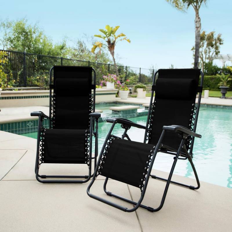 lot 38 image: Caravan Black Metal Infinity Zero Gravity Patio Chair (2-Pack)