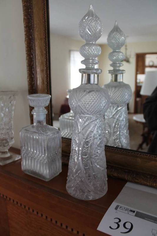 Lot of (2) Decorative Glass Decanters