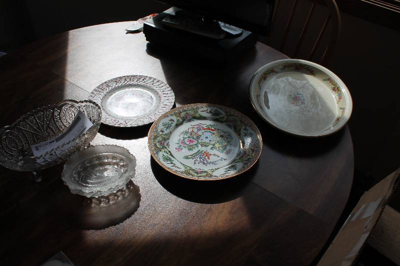 Lot of (6) Glassware, Ceramic Decorative Plates, Bowls