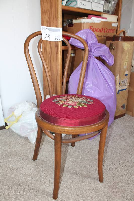 Chair w Decorative Needlepoint Padded Seat