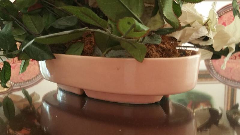 Mid Century Pink Pottery Planter & Decor
