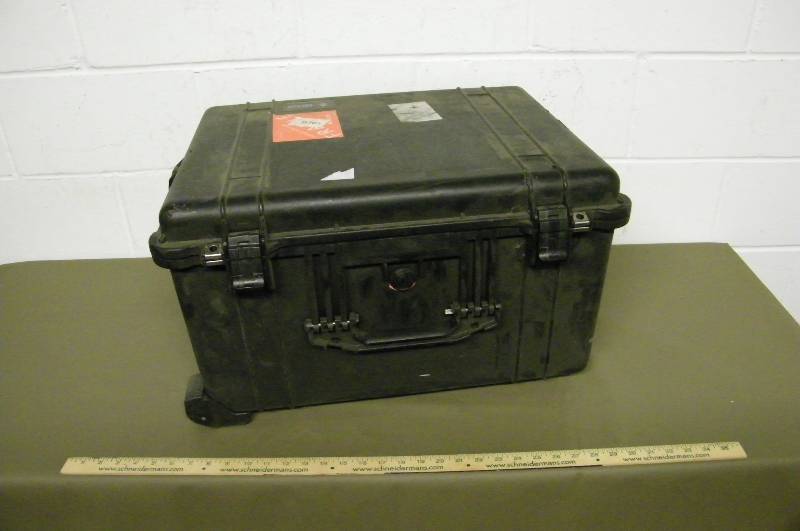 Large Foam Lined Weather-Proof Pelican Transport Case with Casters & Telescoping Handle