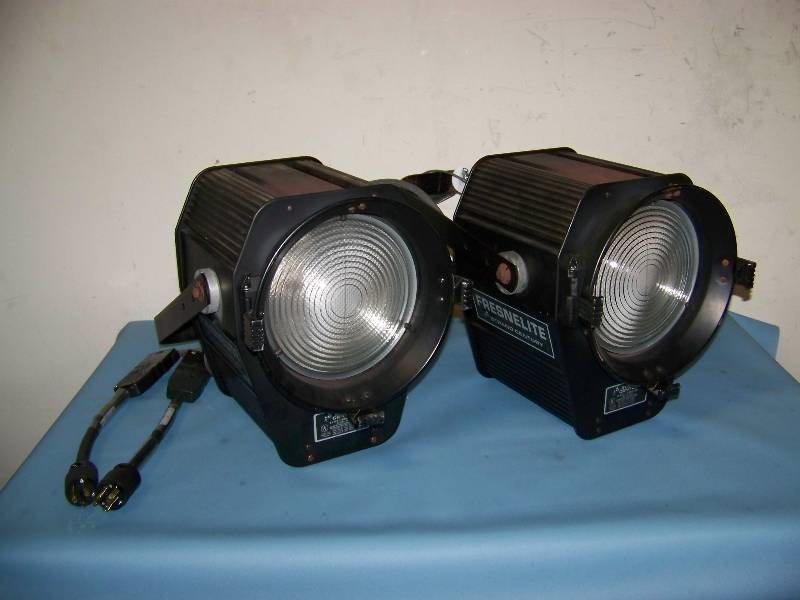 (2) 8, Fresnelite, Strand Century, Stage  Spot Lights with Mounting Posts and Standard Power Adapters