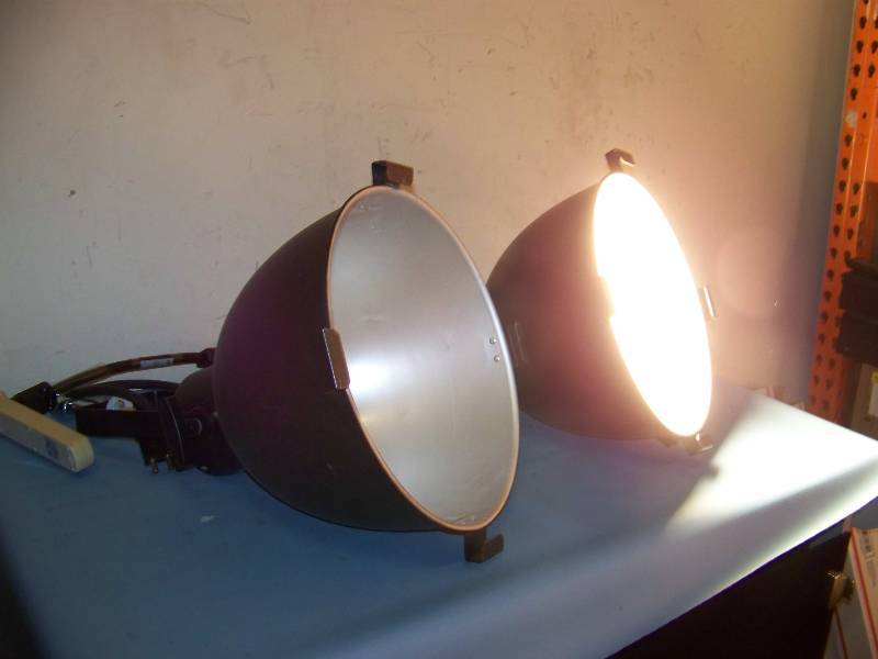 (2) Stage  Studio Lights with Mounting Brackets and (2) Adapters to convert to standard power
