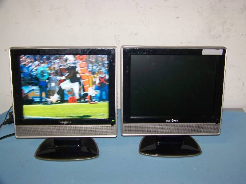 (2) 15, Insignia, Flat Panel, LCD TVs with (1) Power Supply