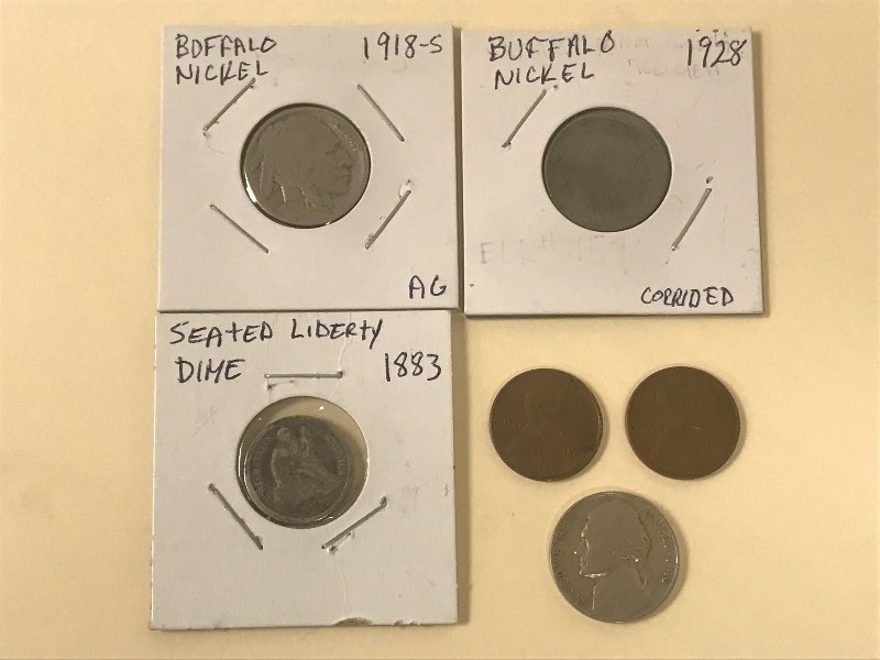 Lot Of (5) Misc Old U.S. Coins 188...