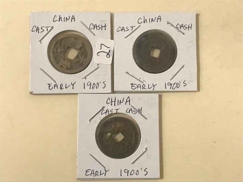 China (3) Old Cast Cash Coins, C...
