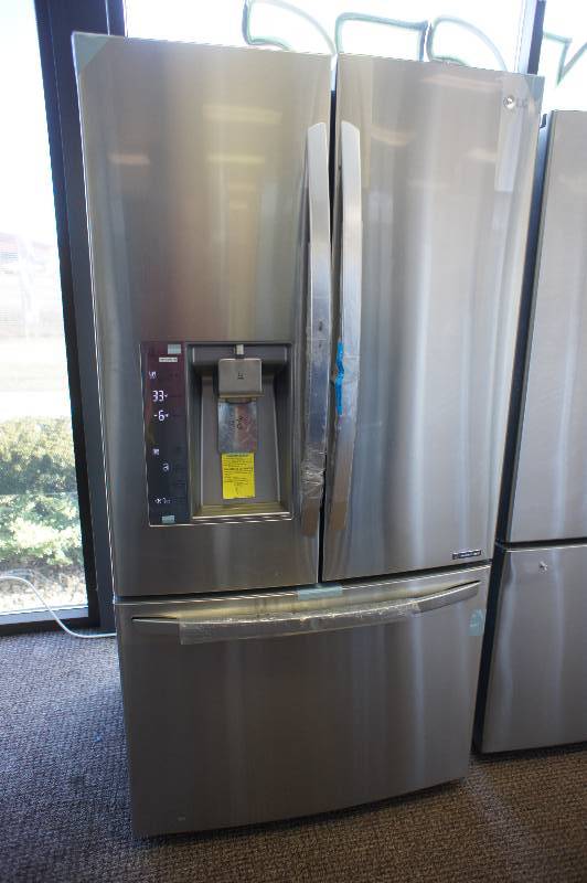 lot 1 image: NEW - SCRATCH AND DENT - LG ENERGY STAR MODEL # (LFXC24726S) French Door Refrigerator - 36 - 24 cu ft - stainless steel - TESTED WORKS - MSRP $ 3599.99