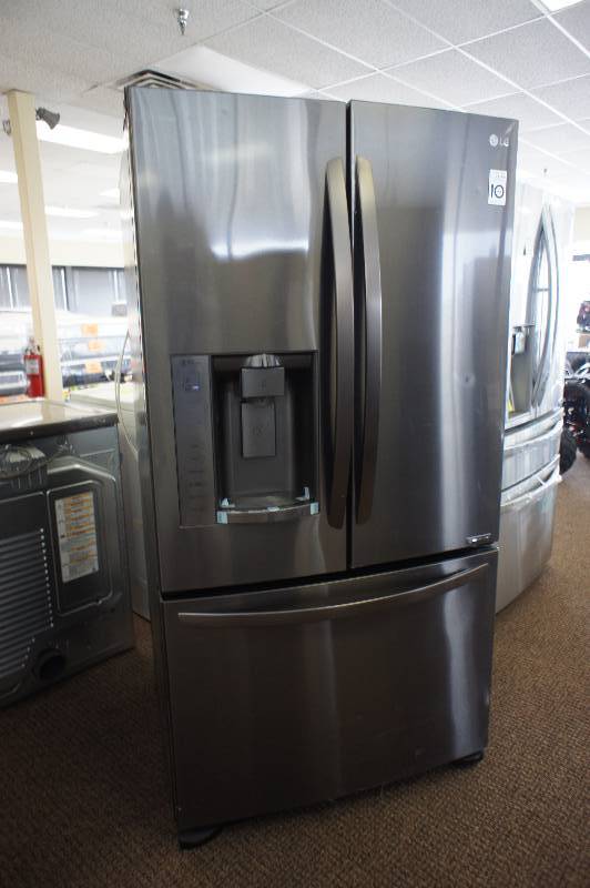 lot 3 image: NEW - SCRATCH AND DENT - LG MODEL # (LFX25973D) - French Door Refrigerator - 35.7 - 24.1 cu ft - Black Stainless Steel - TESTED WORKS - MSRP $ 1999.99