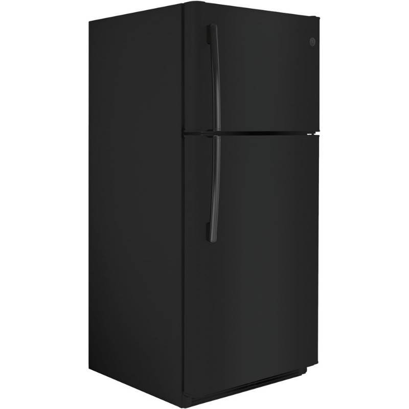 lot 7 image: BRAND NEW - WITH WARRANTY - GE MODEL # (WRT318FMDB) - Top Freezer Refrigerator - 29.6 - 18.2 cu ft - Black - MSRP $ 699.99