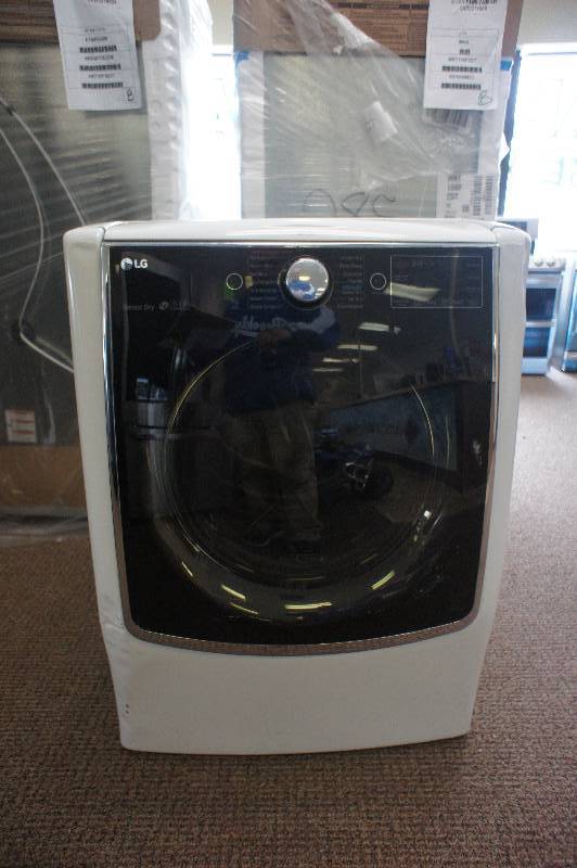 lot 11 image: NEW - SCRATCH AND DENT - LG MODEL # (DLEX9000W) - ELECTRIC - LG - 9.0 Cu. Ft. 14-Cycle Electric Dryer with Steam and Wi-Fi Connectivity - White Color - TESTED WORKS - MSRP $ 1199.99