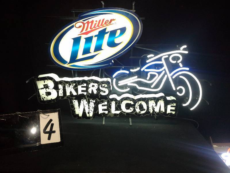 lot 4 image: Miller Lite, Bikers Welcome neon sign