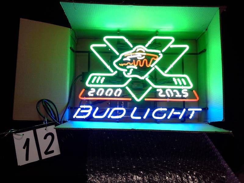 lot 12 image: Bud Light, NHL, MN Minnesota Wild Anniversary neon sign