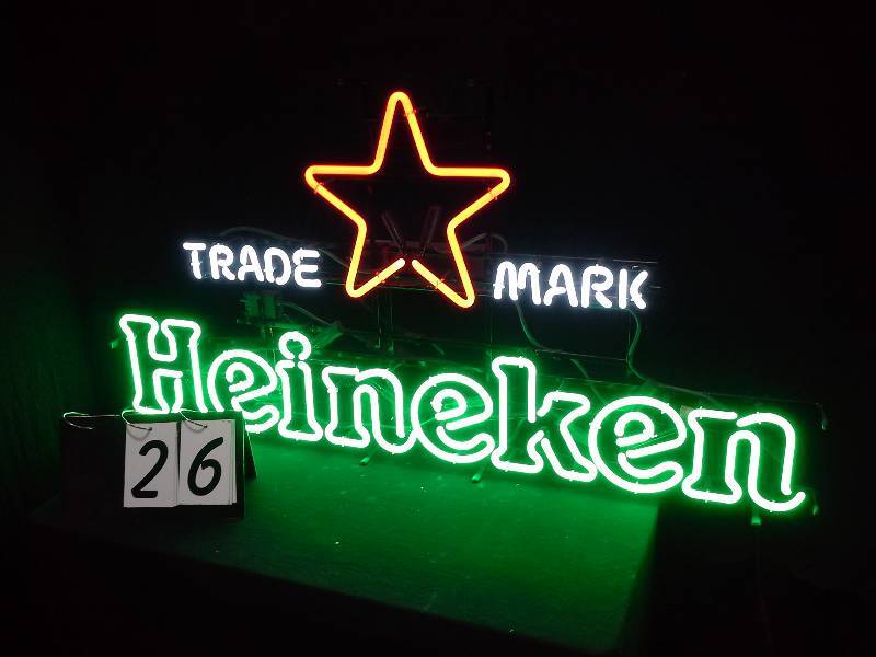 lot 26 image: Heineken trademark red star neon sign