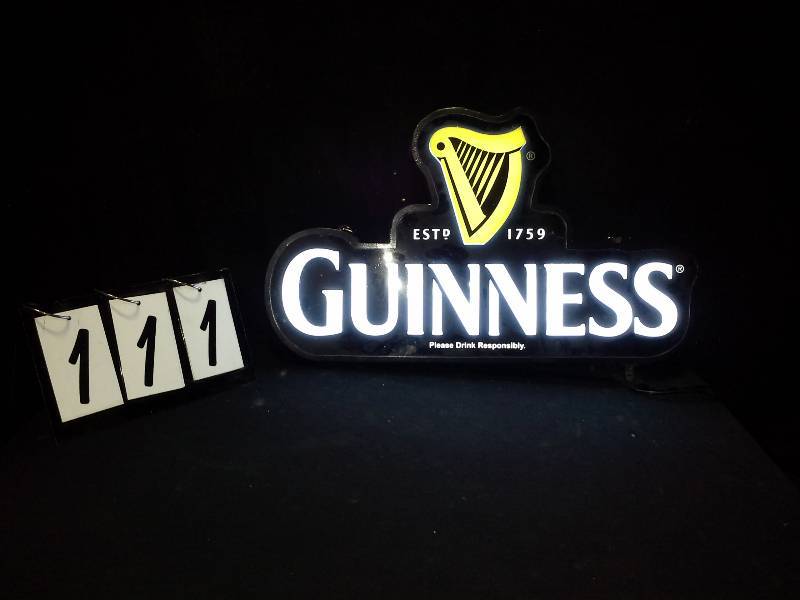 lot 111 image: Guinness Beer hanging LED sign