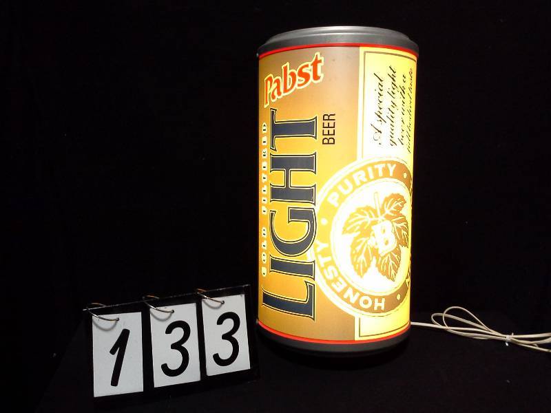 lot 133 image: Pabst Light Beer half can lighted sign