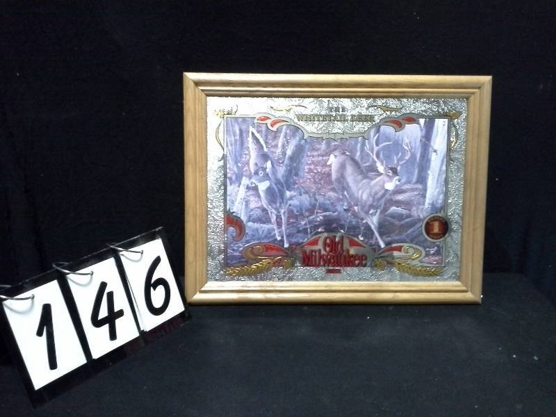 lot 146 image: Old Milwaukee deer mirror