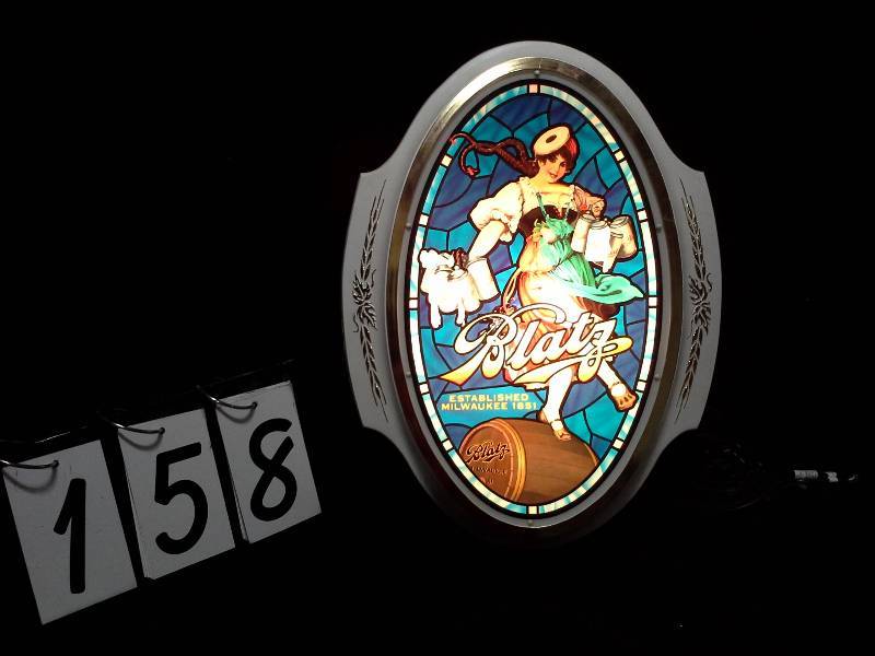 lot 158 image: Blatz Girl faux stained glass light