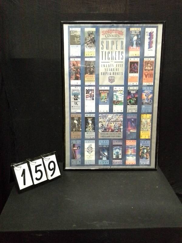 lot 159 image: Framed Superbowl 25 years, poster