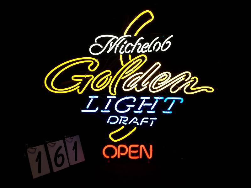 lot 161 image: Mich Michelob Golden Light Draft Open neon