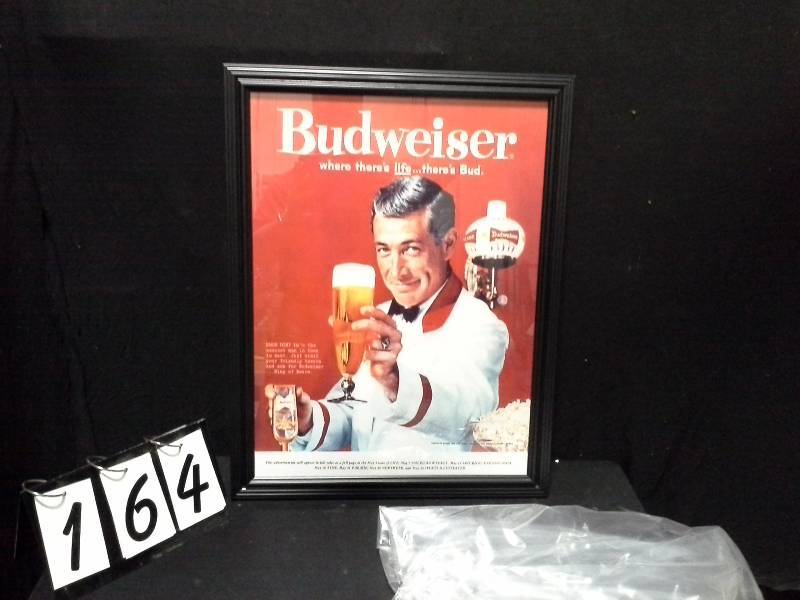 lot 164 image: Budweiser vintage throwback framed poster