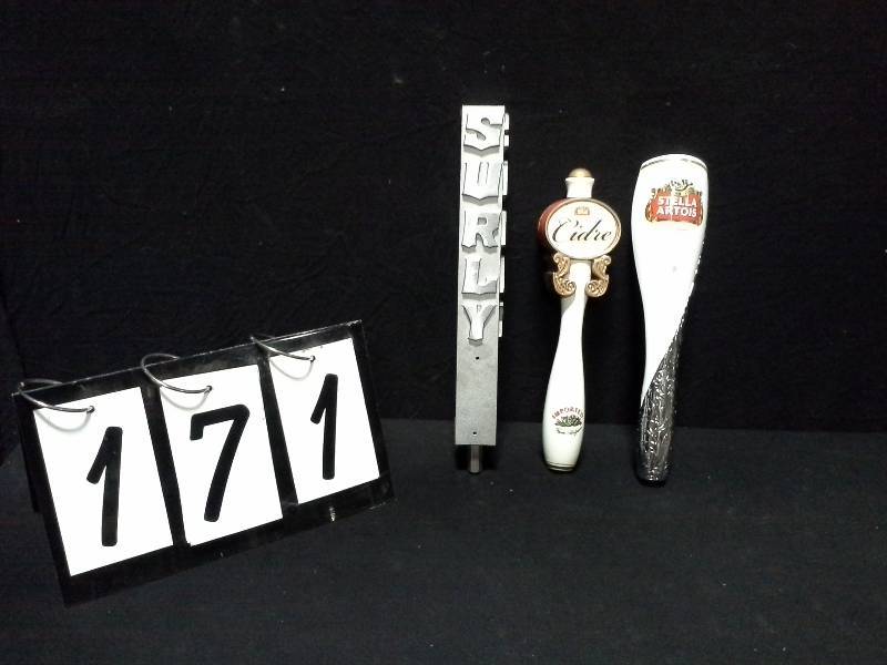 lot 171 image: Stella Artois, Surly, Cidre tap handles