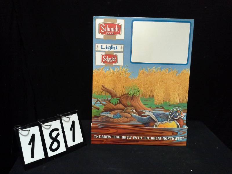 lot 181 image: Schmidt Beer  Schmidt Light wood duck motion sign.