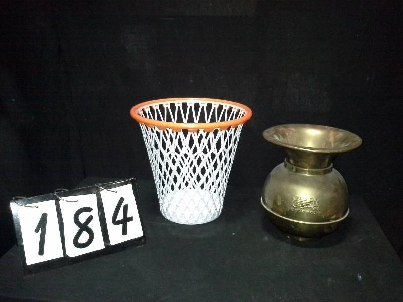 lot 184 image: Metal Spittoon and plastic basketball net trash can