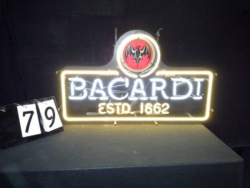 lot 79 image: Bacardi Est 1862 neon sign