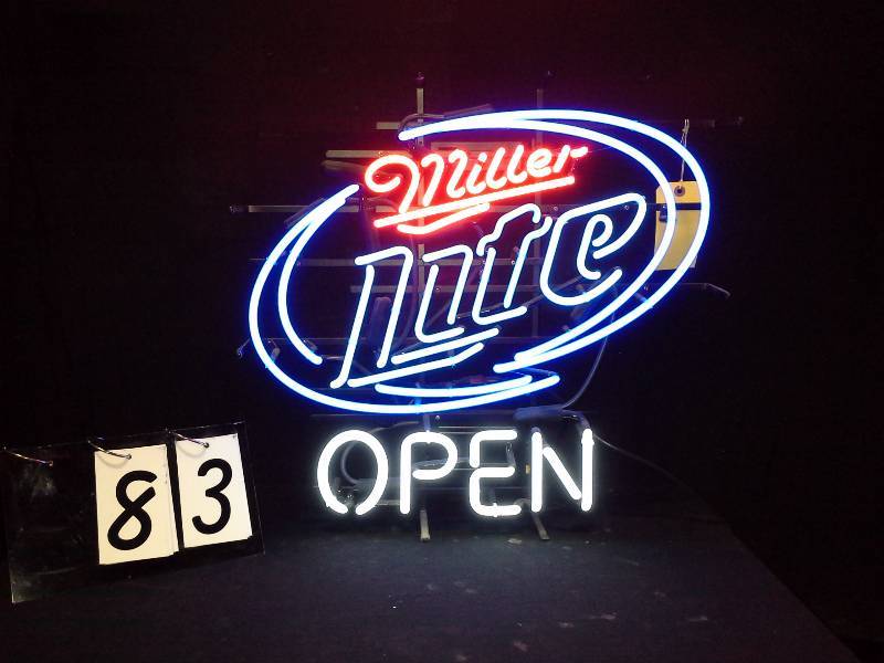 lot 83 image: Miller Lite Open neon sign
