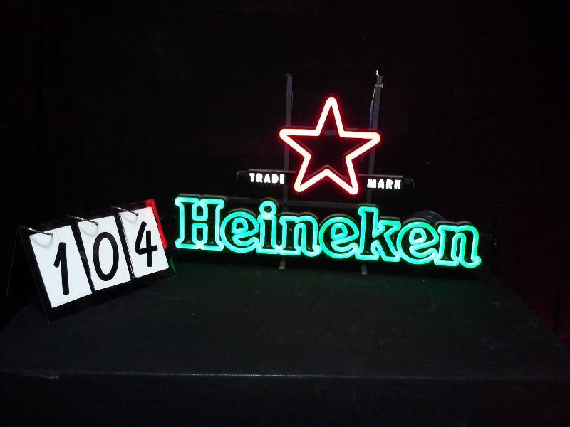 lot 104 image: Heineken Red Star logo LED sign