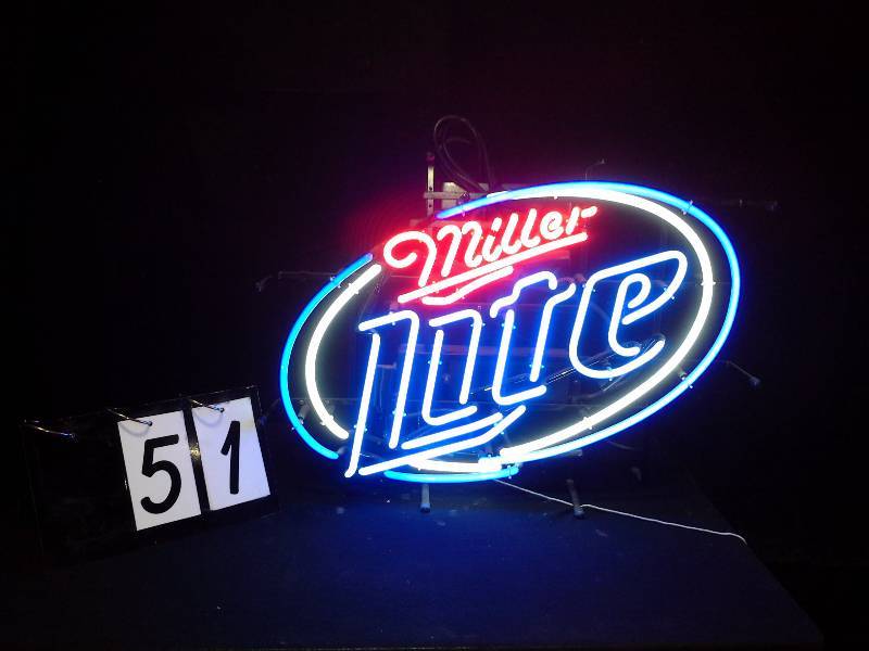 lot 51 image: Miller Lite neon sign