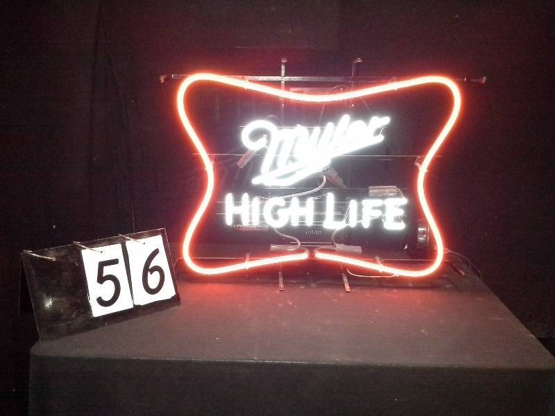 lot 56 image: Miller High Life neon sign