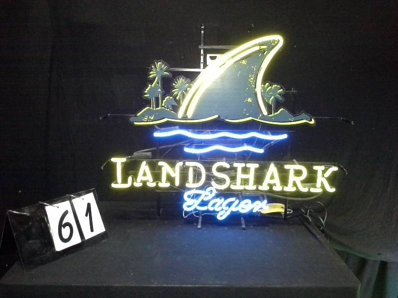 lot 61 image: Landshark Lager neon sign