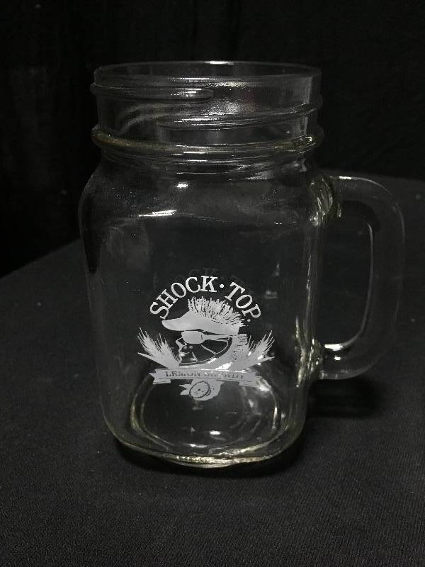 lot 192 image: Shock Top Mason jar glasses