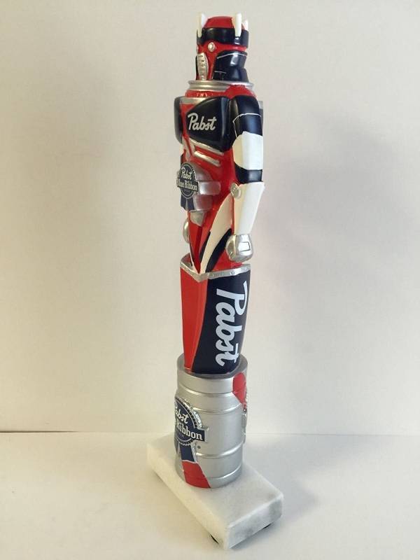 lot 167 image: Rare PBR Pabst Blue Ribbon Art Series Kegatron robot tap handle