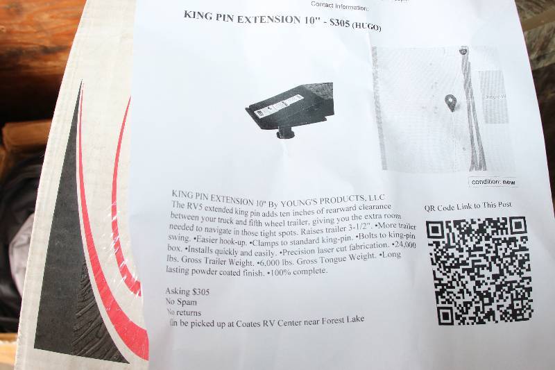 PopUp Hitches King Pin Extender Model RV 5