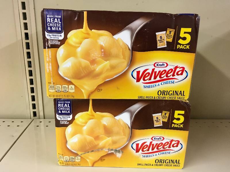 lot 68 image: TWO (2) VELVEETA SHELLS & CHEESE 5 PK, RETAIL $10.99 EACH