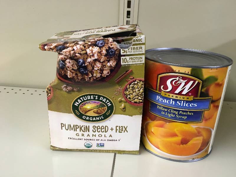 lot 70 image: S&W PEACH SLC #10, RETAIL $5.59 AND ORG PUMPKIN FLAX GRAN 35Z, RETAIL $7.79