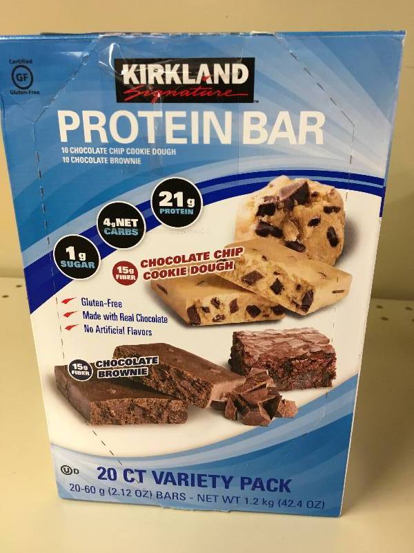 lot 72 image: KS PROTEIN BAR 20CT2.12Z, RETAIL $17.99