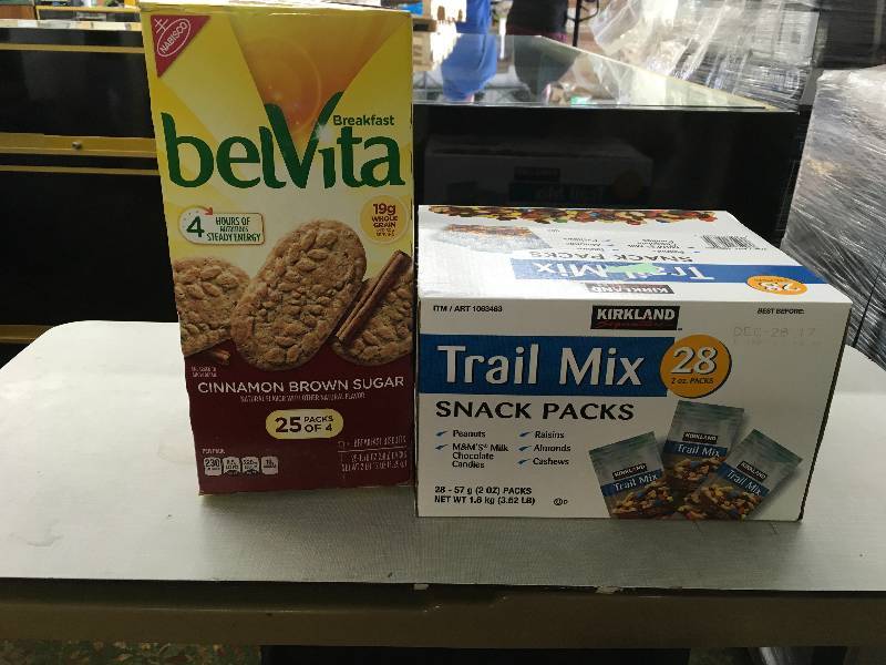 lot 119 image: BELVITA CIN BRNSGR 254C 1.76Z, RETAIL $10.59 AND KS TRAIL MIX VEND 282 OZ, RETAIL $12.99