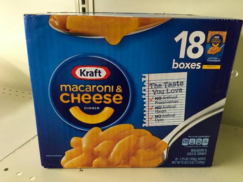 lot 139 image: MAC & CHEESE 187.25 OZ, RETAIL $14.79
