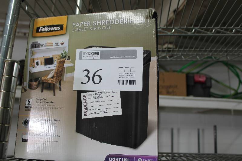 lot 36 image: Fellowes 5-Sheet Strip Cut Paper Shredder