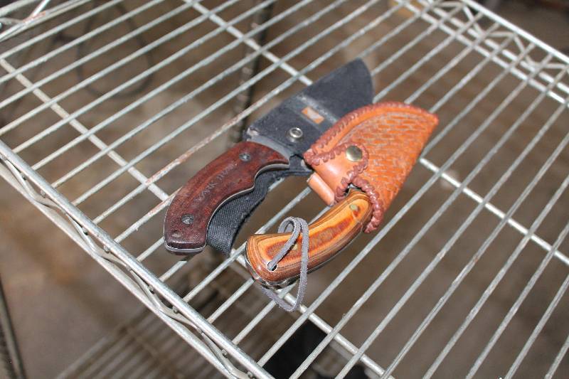 lot 14 image: Lot of (2) Hunting Knives w Sheaths