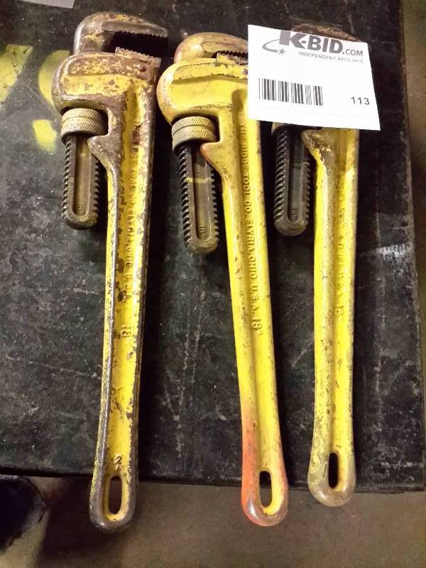 lot 113 image: 3, Rigid, 18 in pipe wrenches