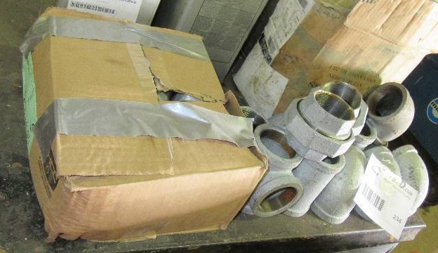 lot 234 image: Misc. Flanges, Nipples.. Box of PVC pipe joints.. 1 34 and 2 in.
