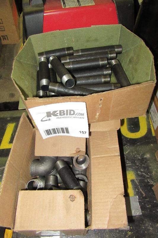 lot 157 image: 3 boxes of metalcast nipples.. Various lengths