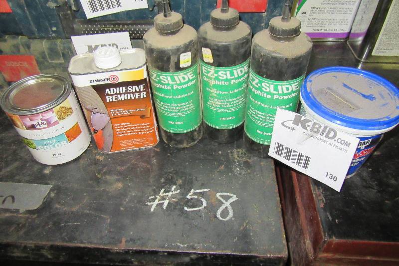 lot 130 image: Lot of Misc. chemical items.. 3, tubes of Graphite