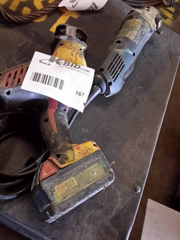lot 167 image: Milwaukee, Hackzall w18v battery..1, Bosch 4 12 in angle grinder